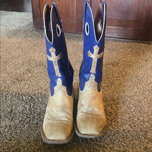 Anderson Bean Two-Tone Blue and Tan Western Boots